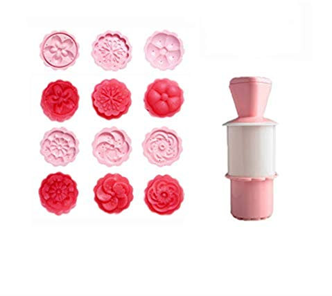 LEAMALLS 7 Pezzi Mooncake Stampa Formine per Biscotti Timbro Presse Muffin e Cupcake con Fiore timbri Fai da Te Utensili da Forno Pasticceria Fondente Decorazione Modellare Attrezzi
