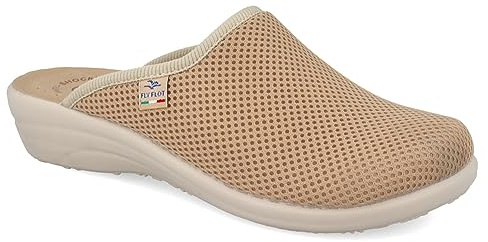 Fly Flot | Fresh Woman, Pantofole Donna Traspiranti, Ciabatta con Tomaia in Rete Elastica, Sottopiede imbottito in Pelle Antishock, Beige, 39