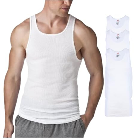 Hanes Men's Tall Man A-Shirt Tank Top, White, Large/Tall (Pack of 5)