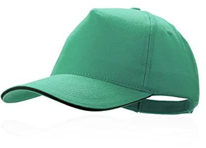 MIBANDERA Gorra de 5 Paneles 100% algodón Peinado, con Sandwich en Color y Acolchado en Visera. Orificios de ventilación Bordados y Cierre Ajustable. Gorra Hombre, Gorras Mujer. (Verde)