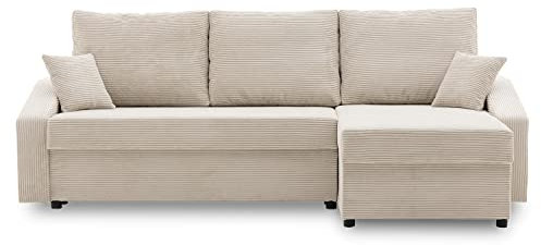 Ecksofa Dorma mit schlaffunktion, einfacher Aufbau, modernes Design, polstermöbel. Schlafcouch zum Wohnzimmer. Widerstandsfähiges, Minimalistisches Design (POSO 100)