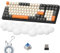 LexonElec K6 Wireless Mechanical Keyboard with White Cloud Wrist Rest, 100 Keys, QWERTY Layout, 4000mAh, Wired/ 2.4Ghz/Bluetooth, RGB Backlit,Custom Coiled Cable for Gaming-Twilight Blue Switch