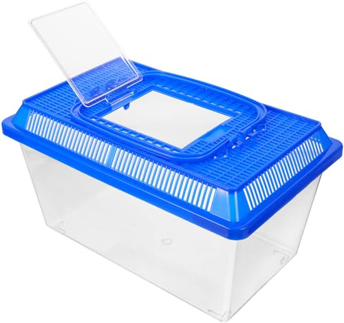 Plastic Reptile Feeding Box, Turtle Breeding Box Transparent Reptile Terrarium Animal Habitat Cage Portable Container for Bearded Dragon Lizard Gecko