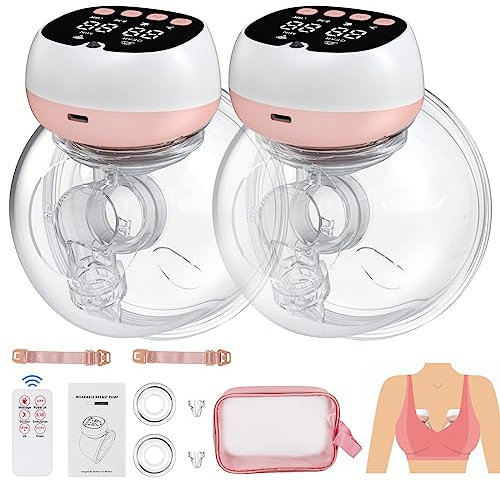 ULEWAY Milchpumpe Elektrische Tragbar, Tragbare Milchpumpe Elektrisch Freihändig,Geräuscharm und Schmerzfrei,3 Modi & 9 Saugstufen, Elektrische Milchpump mit LCD & Fernbedienungen-2 Stücke