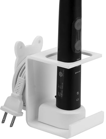 LUEXBOX Soporte para Cepillo de Dientes eléctrico montado en la Pared, Organizador de Cable de Cepillo de Dientes eléctrico con Capacidad para 1 Cargador, Soporte Autoadhesivo para Cepillo de Dientes