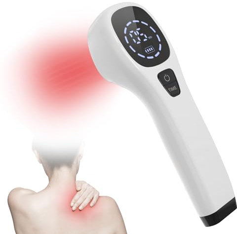 KTS Rotlichttherapiegerät, Infrarot-Lichttherapie zur Schmerzlinderung, tragbare Rotlichttherapie für natürliche Gelenkmuskulatur, Knie, Rücken, Armentlastung (12 x 650 nm & 2 x 808 nm),