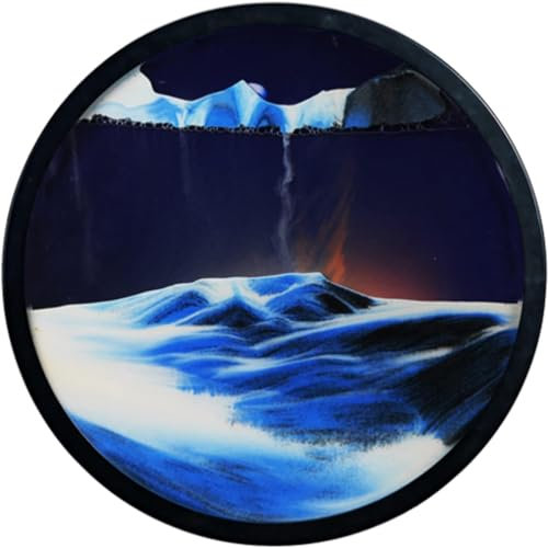 Moving Sand Art Desktop Ornament, kvicksandsmålningsprydnad Moving Sand Art, 3D Dynamic Moving Sand Moving Sand Art Picture Runt glas, 360° parallellrotation for heminredning och kontor, Utseende Vägg