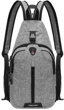 MOSISO Sac à Dos en Bandoulière, Voyage et Randonnée, Poitrine à Double Couche Convertible avec Poche Verticale Avant, Gris