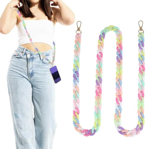 Color Colgante para Movil,Cadena para Movil con Transparente Parche para Teléfono Móvil,Cordon para Movil,Cuerda para Movil con Casi Todos los Modelos de Teléfono