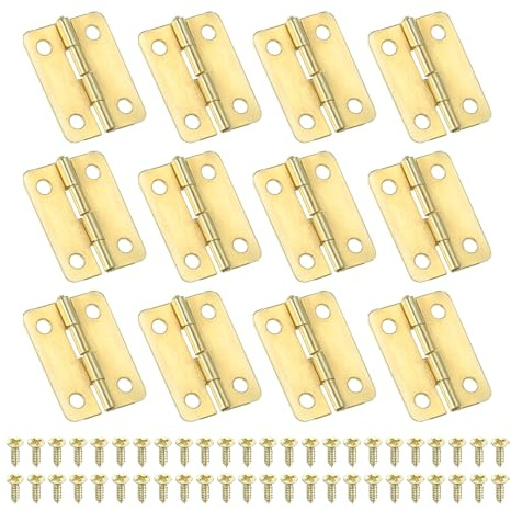 PATIKIL Cerniere a Scatto per Scatole Gioielli 1 Pollici Oro 12pz | Piccole Cerniere Mini Cerniera con Viti, per Scatole Gioielli in Legno Armadietto Cassetti Porte Cancelletto