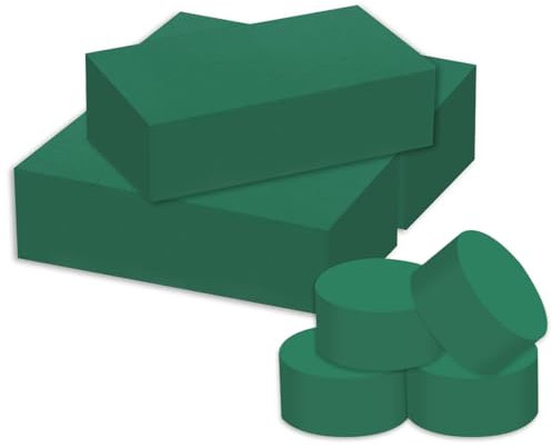 Yizerel 7 Pack Floral Foam Blocks, Round & Block Foam Set, Green Wet & Dry Flower for Fresh & Artificial Flower Arrangement, Florist Supplies for DIYs, Arts, Crafts & Weddings