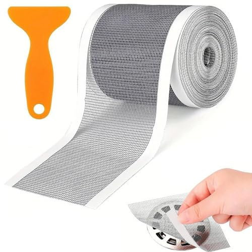 XINCHENG Self Adhesive Drain Hair Catchers, Sink Strainer Floor Drain Stickers, Shower Drain Hair Catcher Mesh Stickers with Scraper for Bathroom, Kitchen Drain Protectors