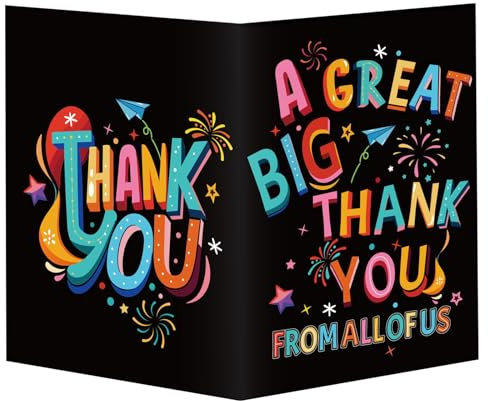 Gosknor Große Dankeskarte, 40x27cm Eine Tolle Große Dankeskarte mit Umschlag Jumbo-Abschiedsgrußkarte Riesige Dankeskarte Riesige Ideale Dankesgeschenke für Frauen und Männer(Schwarz)