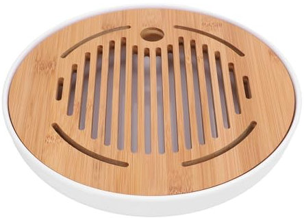 Bandeja de té, Bandeja Elegante Moderna de 10 Pulgadas para Mesa de café con un Drenaje Conveniente para el Servicio de café de té Gongfu, Oficina en el hogar, Uso al Aire Libre