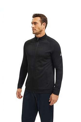 AMZSPORT Veste Sport Homme Léger en Micro-Polaire Zippée avec Poches pour Outdoor, Randonnée, Tenue Décontractée et Course,Noir M