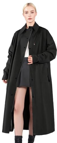Acunny Long Raincoats for Women, Waterproof Rain Jacket, Long, Lightweight, Breathable, Windproof Poncho for Backpacking, Winter Camping, black, M