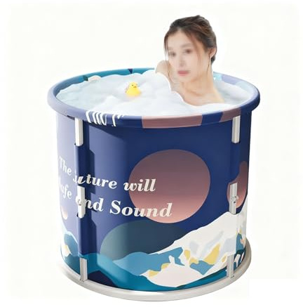 Vasca da Bagno Pieghevole con Telaio Stabile e Doppio Scarico, PVC Ispessito Vasca Portatile Salvaspazio per Adulti Casa Appartamento