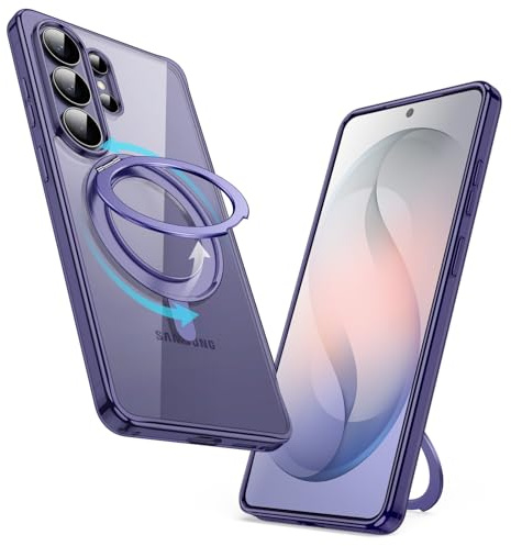 JETech 360 Grader Roterbart Ring Skal för Galaxy S26 Ultra, Heron Purple | Kompatibel med MagSafe, Stötskyddande Mobilfodral, Transparent Baksida, med Stativ och Ringhållare