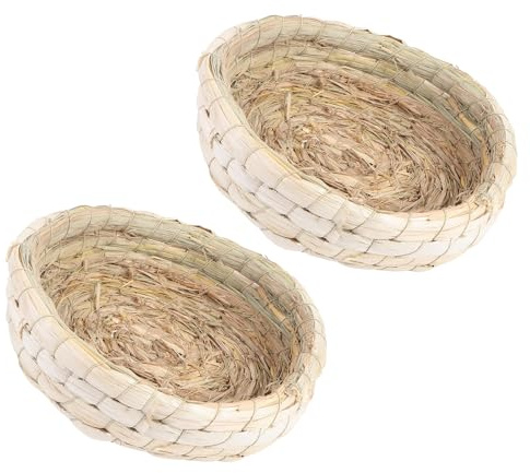 MINAOLULUS Nido per Piccioni Domestici in Paglia Naturale 2 Pezzi Resistente allo Sporco alla Deformazione Nido di Riproduzione e Schiusa per Uccelli Adatto a Gabbie e Allevamento Annuale