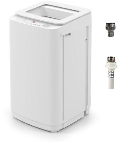 VCJ 17Lbs Portable Washing Machine, Full-Automatic Top Load Washer with 10 Wash Cycles, 3 Water Levels & LED Display, Compact Electric Laundry Washer for Apartment, Dorms, RVs and Camping