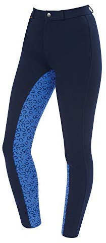 Saxon - Pantalón de equitación II Infantil con culera Euro Modelo Warm Up para niños niñas (64cm) (Azul Marino/Azul Herradura)