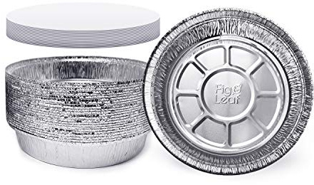 (45 Pack) Premium 9-Inch Round Foil Pans with Board Lids l Heavy Duty l Disposable Aluminum Tin for Roasting, Baking, or Cooking