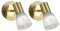 meineWunschleuchte 2er SET klassische Wandstrahler Messing mit Glasschirm Weiß, Höhe 19cm