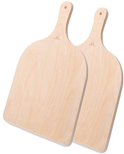 Pizzaschaufel aus Holz, 2er Set Pizzaschieber für hausgemachte Pizza und Brot