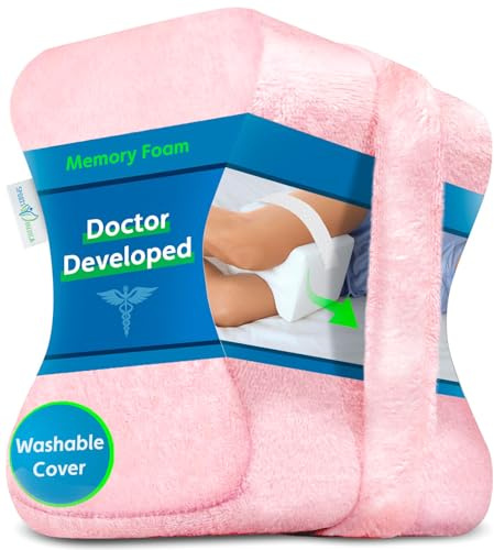 Cuscino per le Ginocchia Sviluppato da Medici - Supporto Ortopedico in Memory Foam per Traversine Laterali, Sciatica, Dolore Lombare - Cuscino per Gambe per Dormire sul Lato - Manuale Incluso