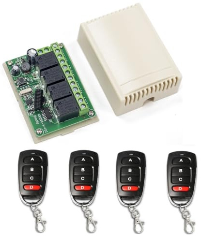 QIACHIP 6V 12V 24V inalámbrico relé de control remoto interruptor receptor 433Mhz RF de 4 Canales transmisores para Motor Puerta de Garaje luz Cortina eléctrica