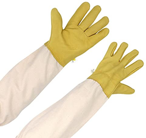 Fowybe Handschuhe für die Imkerei, Imkerhandschuhe aus dickem Ziegenleder, Bienen-Outfit für Hinterhof und Imker, Imkereiausrüstung, professioneller Bienenanzug für Frauen