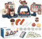 yoliyogo Pretend Play Coffee Maker Toy Role Play Coffee Shop Party Playset with Coffee Machine Cash Registers Toy Food Dessert Donuts Cakes Set Early Learning Funtional Toy for kids Birthday, 668-95
