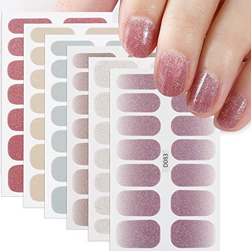 6 Fogli Smalto Adesivo Unghie Tinta Unita, Strisce Gel Nail Stickers, Smalto Stickers Unghie Nail Art Autoadesivi Unghie Decorazione DIY, Non Si Indurisce Sotto a Luce UV