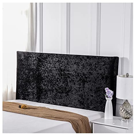 Uziqueif Bett Kopfteil Bezug/Hussen für Bett Kopf, Strecken Samtstoff All-Inclusive Kopfteilbezug - Einfarbig Staubhülle Bettkopfteil Bezug für Gepolsterte Schlafzimmer Kopfteil,Schwarz,240x75cm