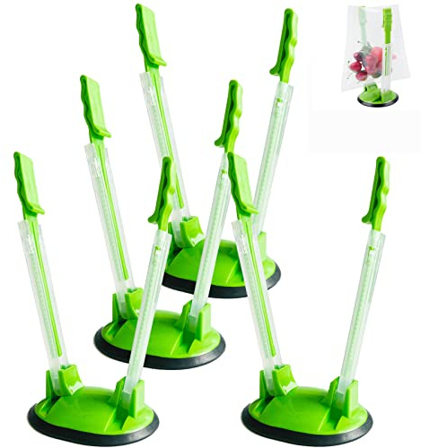 Forlush 4 piezas ajustable Baggy Rack, clips de soporte para bolsas de sándwich, bolsa de congelación soporte, para bolsas de residuos de alimentos, bolsas de mano(Verde)
