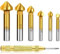 Shallho Set di 6 svasatori conici a 90° HSS, con rivestimento in titanio, Ø 6,3 – 20,5 mm, con 1 pezzo in ottone automatico Center Punch