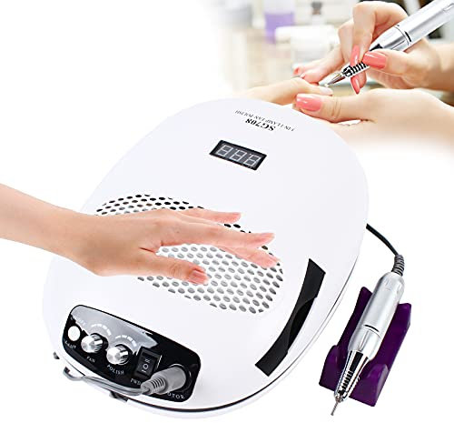 SABUIDDS 3 in 1 Nageltrockner Lampe 140W UV LED Lampe für Gelnägel mit Nagelstaubsauger und Elektrischer Nagelfräser UV LED Lampe Nägel für Gelnägel Finger/Zehennagel Nagel Trocknergerät