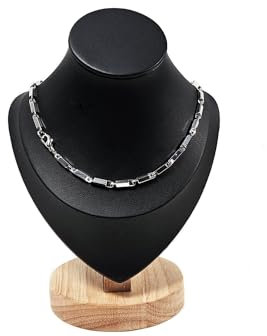 Yudu Halskette Büste Schmuckhalter Schmuckbüste Dekobüste Schmuckständer H:19,50 Kunstleder schwarz