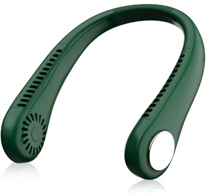 Neck Fan, Portable Neck Fan Hands Free Bladeless Mini Fan with 360°Cooling Airflow, USB Rechargeable Personal Fan Quiet Wearable Fan with 3 Wind Speed for Sports Outdoor Indoor, Green