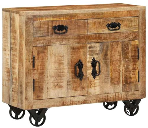 vidaXL Sideboard, Side Cabinet with Drawer and Door, Cupboard for Living Room, Storage Cabinet, Retro Style, Solid Rough Wood Mango
