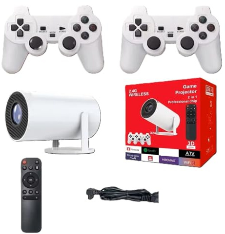 Consolas de Videojuegos Retro Mini proyector Inteligente portátil Proyector doméstico Sistema Android 11 1080P 64 GB Juegos para Regalos