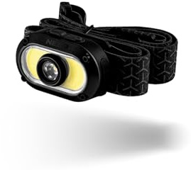 NEBO Mycro Head Torch - Lampada frontale ricaricabile e luce per berretto per corridori - Lampada frontale con cinghia per attività all'aperto, corsa e sport, resistente all'acqua-500 Lumen,Nero