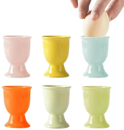 6 Pezzi Portauovo in Ceramica per Colazione, Portauova in Ceramica Colorataset, Porta Uovo Colorati, Portauovo alla Coque Porcellana per La Casa Come Regalo