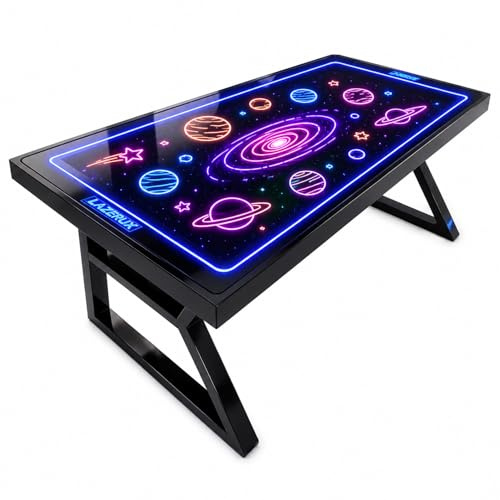lazerux Mesa Gaming 160×60 cm con Cristal Templado Personalizable | Fondo Intercambiable Gaming, Leds RGB Integrados, Escritorio Gamer con Ventosa para Cristal | Mesa Escritorio PC Gaming