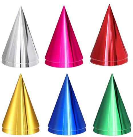 Cuixia 12 Pcs Party Hats, birthday Hat for Kids, Mini Multicolor Paper Hat Metallic Foil Cone Hats, Party Hat for Adults and Kids adults, Boys Gilrs Birthday Dress Up Parties Decoration