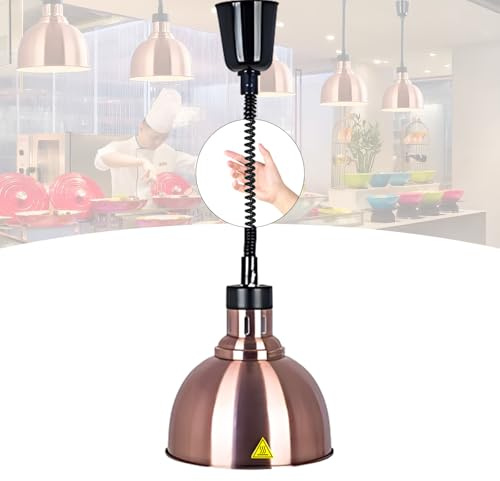 BOVDC Lampada Riscaldante per Alimenti, Lampade Scaldavivande Cucina 19 cm/25 cm, Lampade Riscaldanti Cucina Ristorante Regolabile, 250W Sospeso Lampada Scalda Piatti Ristorante (B-25cm,1 Pezzo)