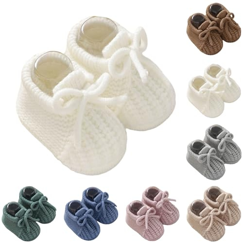 Chaussures pour bébé en tricot - Chaussures souples pour apprendre à marcher - Pour nouveau-né - Chaussettes en tricot - Pour fille et garçon - Unisexe - Pour le printemps, l'hiver, l'intérieur et