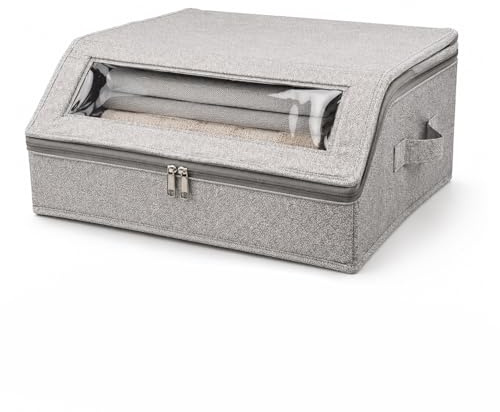 Hutschachtel, Cap Organizer, Kleiderschrank Organizer, 42 * 40 * 18 Cm, Mit Fenster, Vliesstoff, Faltbar, Mit Reißverschluss, Staubdicht, Große Kapazität, Zum Aufbewahren Von Kleidung, Hüten (Grau)