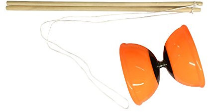 Quickdraw 40cm Diabolostäbe & Schnur drehend Zirkus Jonglieren Skill Spiel Diablo Garten SPIELSET - Orange Diabolo