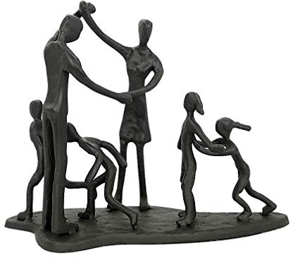 DreamsEden Family of 6 Figurines, Family Sculpture Home Decor Accent, Gifts for Families, Cast Iron Family Statue for Anniversary Birthday Christmas
